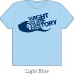5 - Light blue shirt, large wave, large bold patterned font (dark)